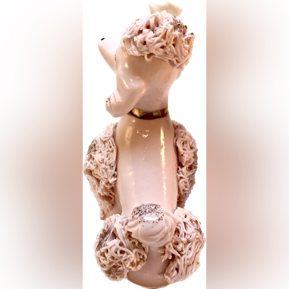 Vintage Lefton pink spaghetti poodle set. Boy/Girl dog set. Gold accents - Picture 7 of 13
